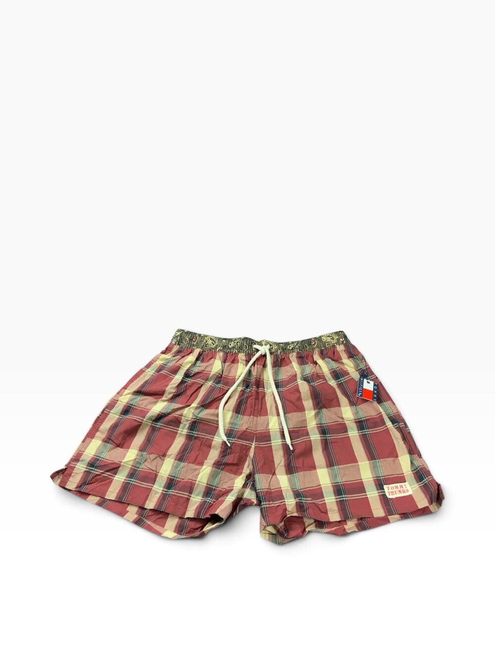 NWT Tommy Hilfiger Tommy Trunks Mens M Madras Plaid Swim Shorts Y2K Paisley